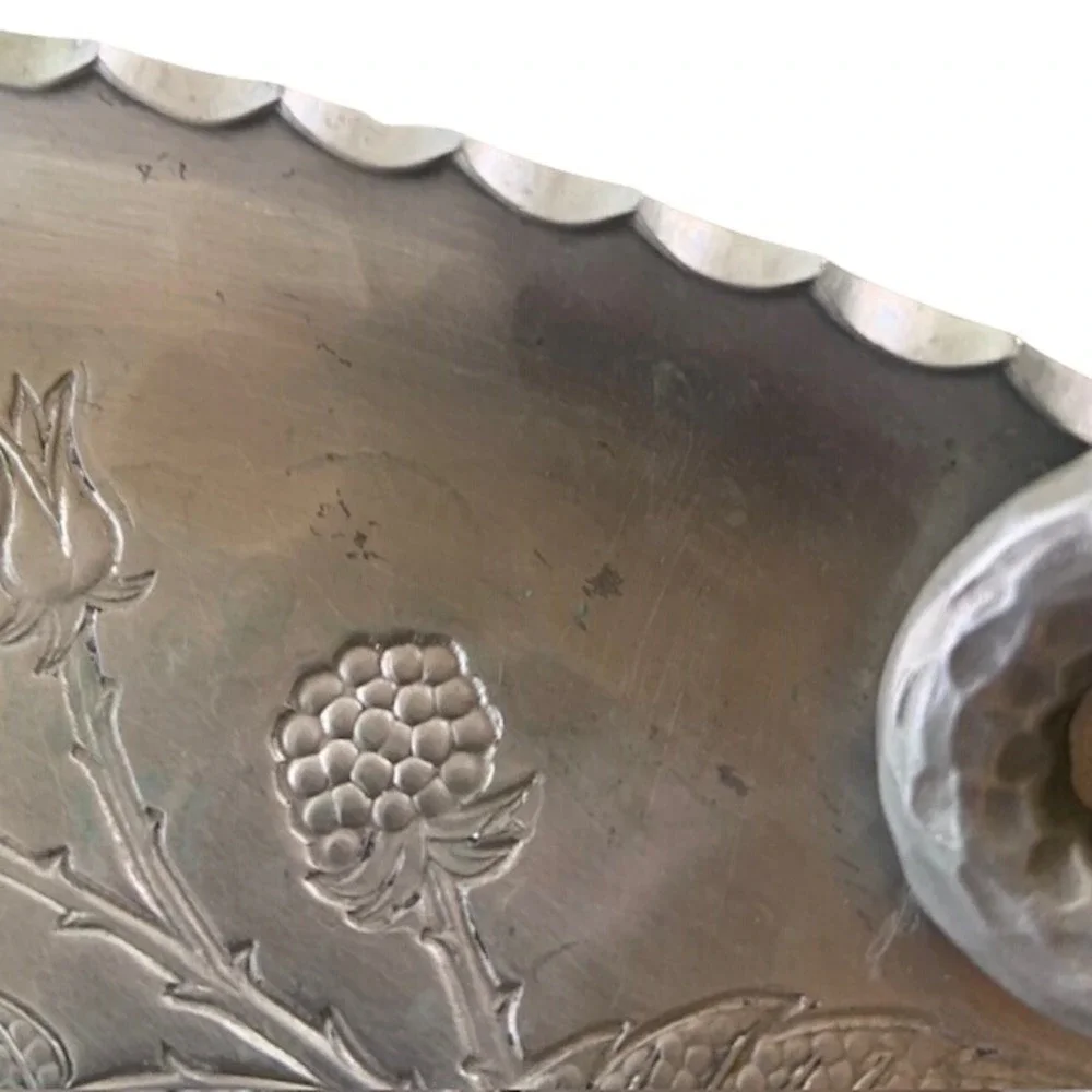 Vintage Farberware 2 Pc Hammered Aluminum Serving Set Triumph Limoges 22K Gold